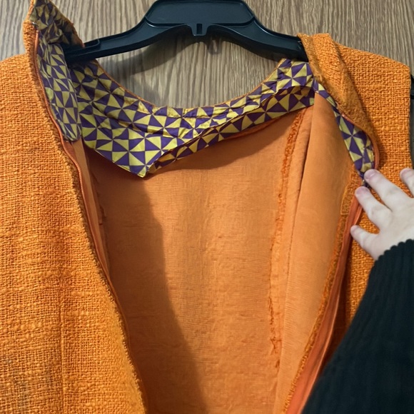 Vintage Jonathan Logan Orange Woven Cotton 1960s Sleeveless Dress Size 13 - Picture 10 of 12